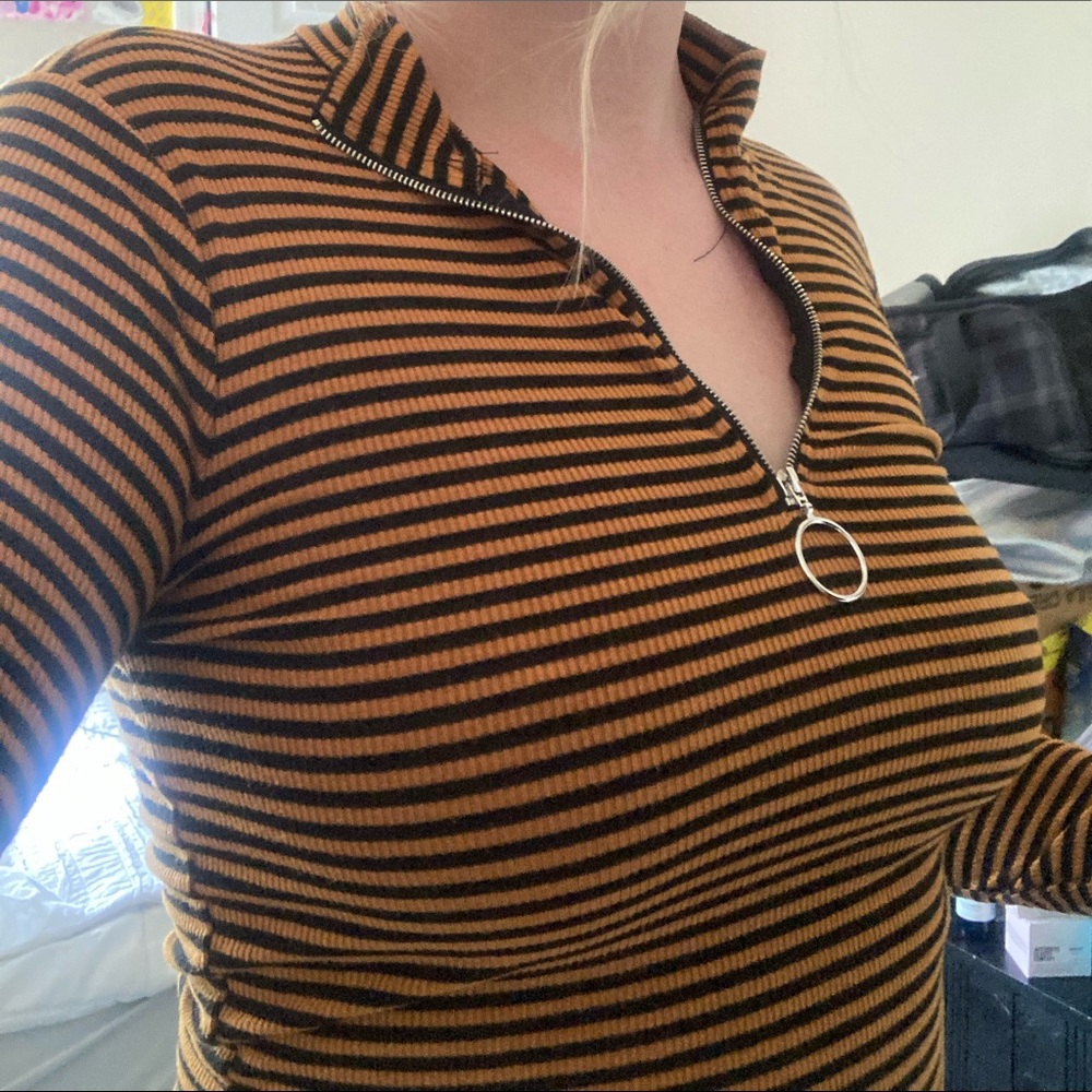 striped zipper shirt